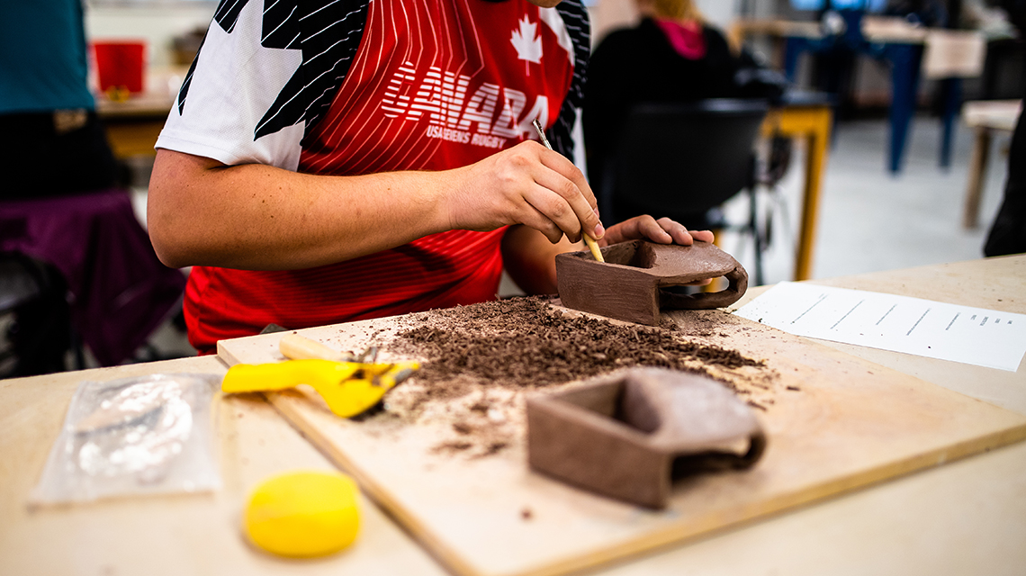 Ceramics being trimmed